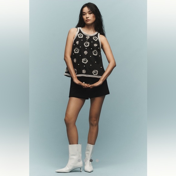 Anthropologie NWMaeve 3D Flower Pearl Top size S. - Picture 2 of 16